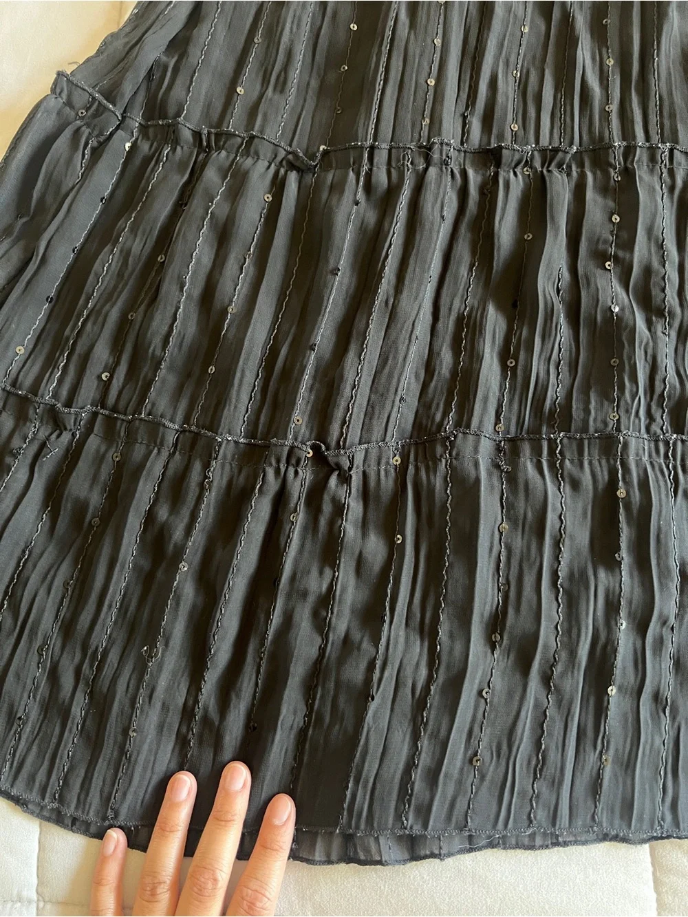 Halo Midi Sequin Tiered Skirt